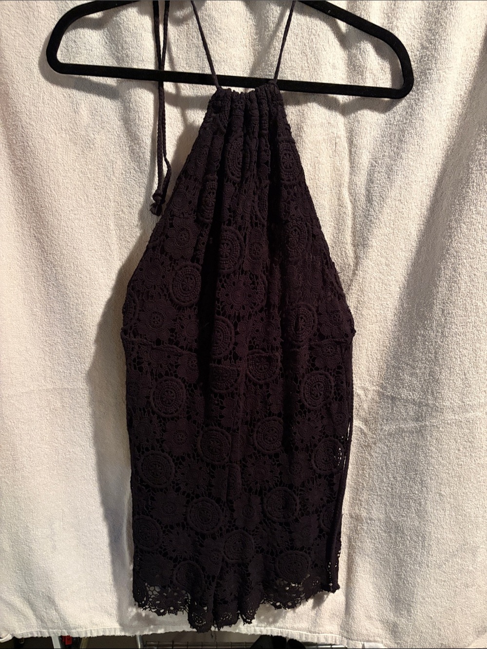 Design Lab Lord & Taylor Black Crochet Halter Backless Dress